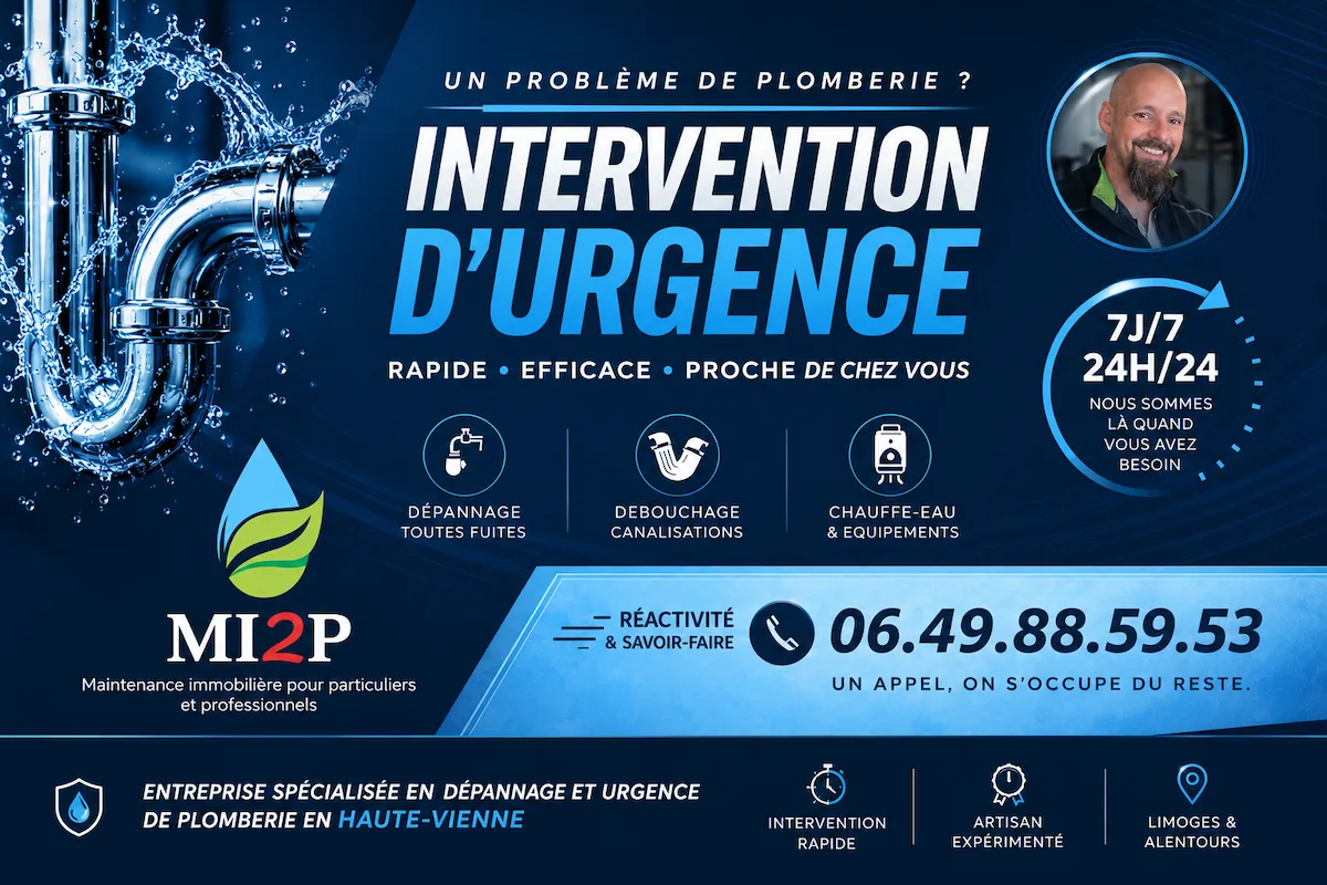 Loïc Guyonnaud, plombier urgence Limoges 24h/24 — MI2P Plomberie, intervention rapide 7j/7