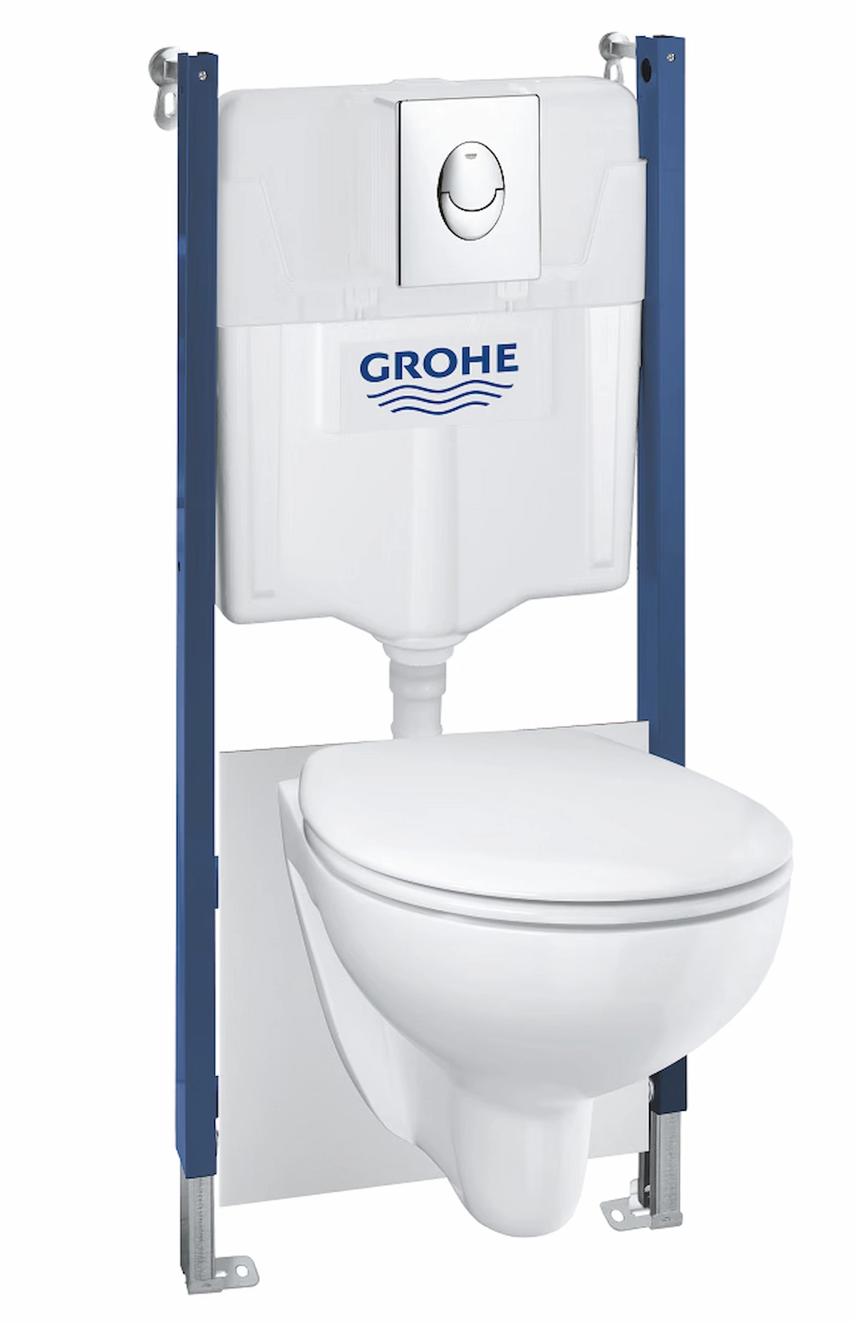 Bâti-support WC suspendu Grohe installé à Limoges par MI2P — raccordements visibles avant habillage