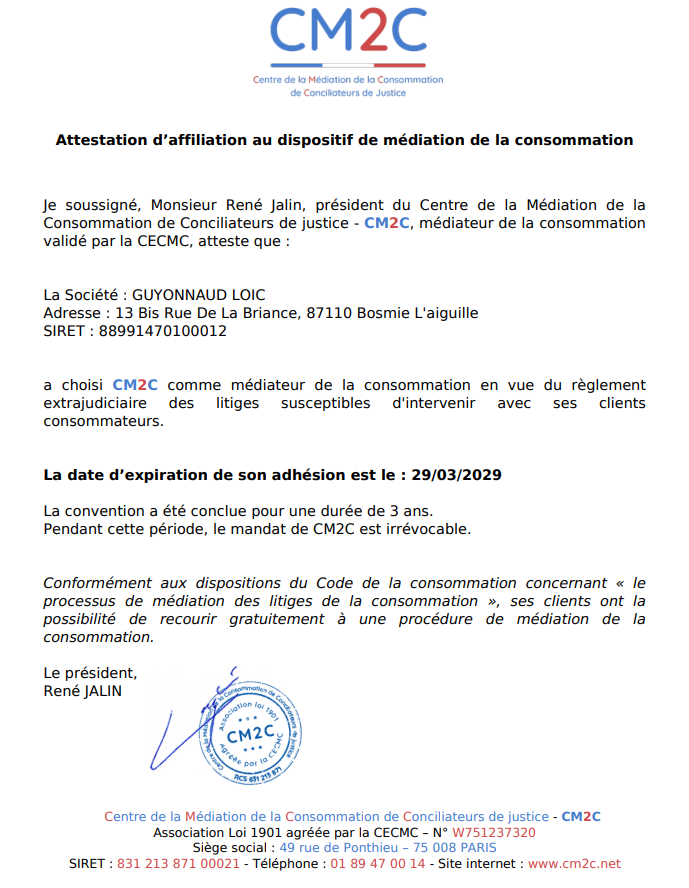 Logo médiateur CM2C — service de médiation consommateur pour MI2P Plomberie